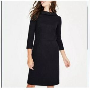 Boden Estella Jacquard Size 4 Black Collared Dress